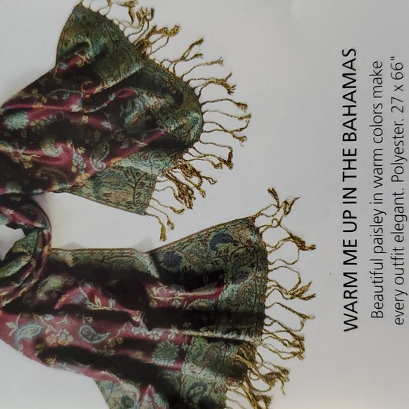 Paisley scraf, warm colors, fringe, Celebrating Home New unopened bag - Picture 2 of 7